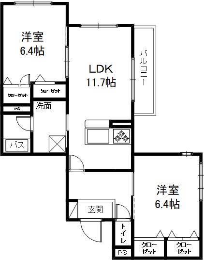 2間取り図